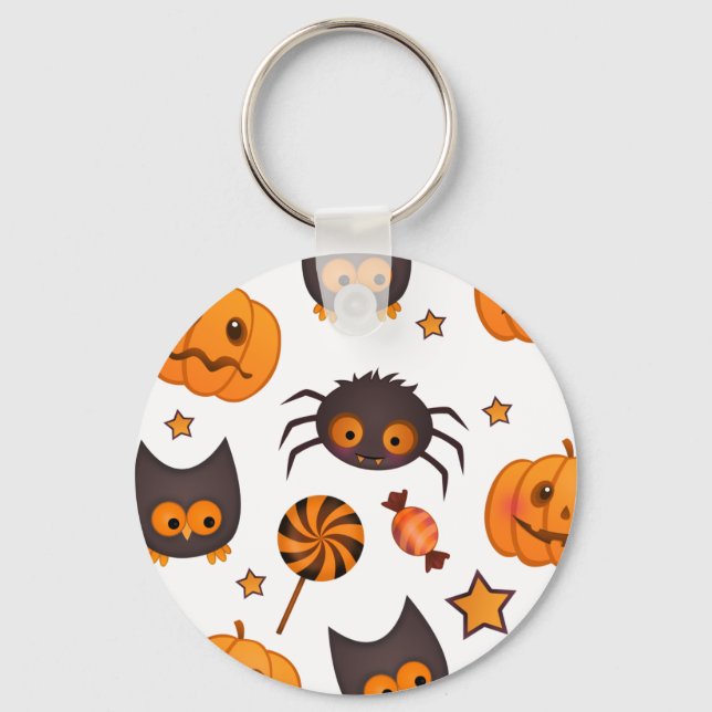 Cute Halloween Pattern Illustration Keychain (Front)
