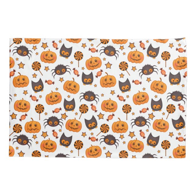 Cute Halloween Pattern Illustration Pillow Case (Back)