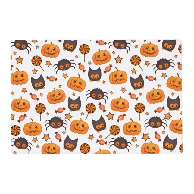 Cute Halloween Pattern Illustration Placemat (Front)