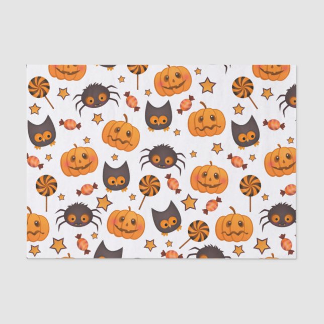 Cute Halloween Pattern Illustration Tissue Paper (Front)