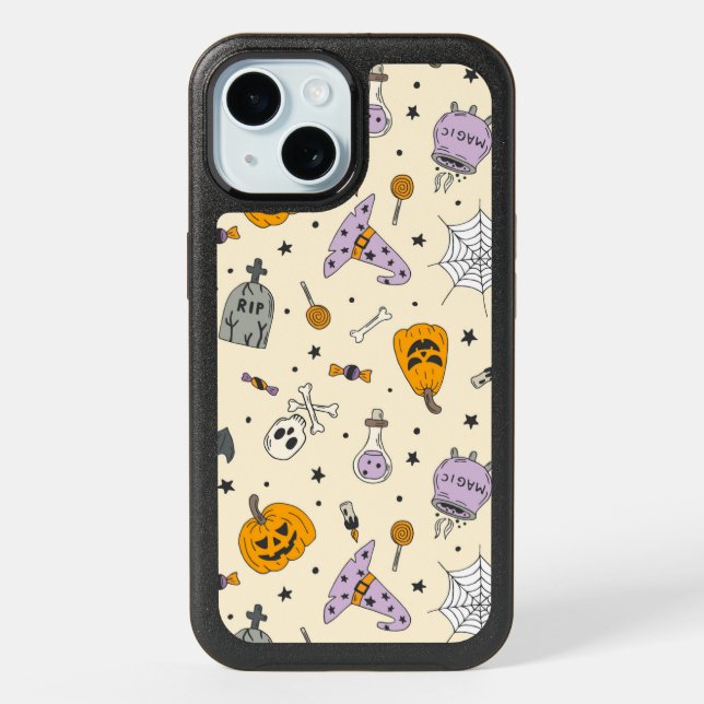Cute Halloween Pattern iPhone 15 Case (Back)