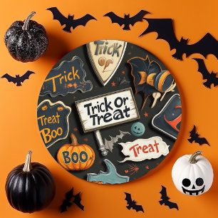 Cute Halloween Pattern Paper Plates