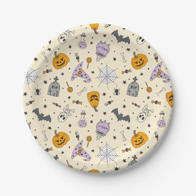 Cute Halloween Pattern Paper Plates (Front)