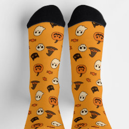Cute Halloween Pattern – Pumpkins, Ghosts & Cats Socks