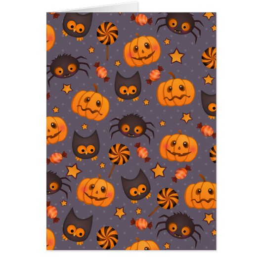 Cute Halloween Pattern Purple Background Cards (Front)
