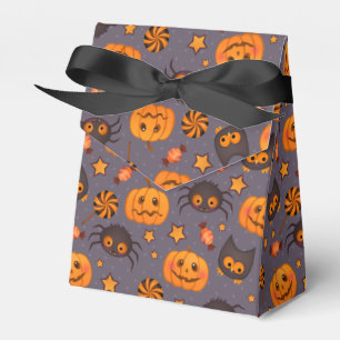Cute Halloween Pattern Purple Background Favor Boxes