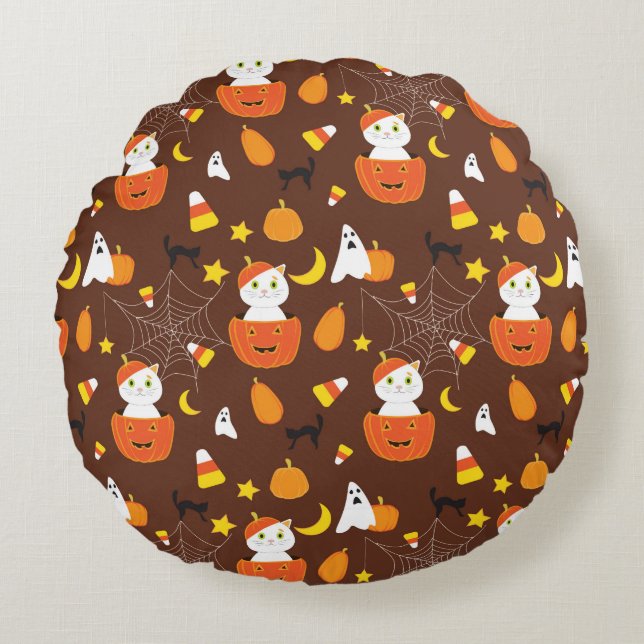 Cute Halloween pattern Round Pillow (Front)