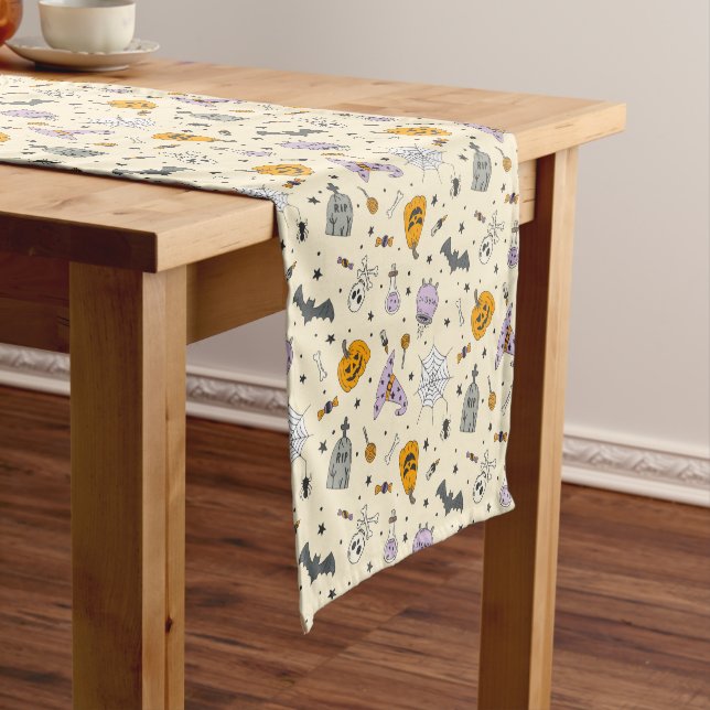 Cute Halloween Pattern Short Table Runner (In Situ)