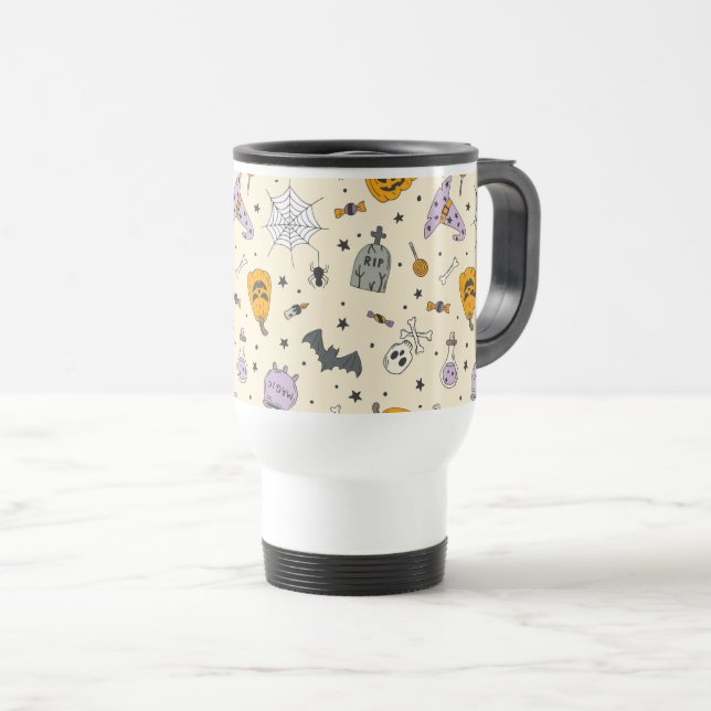 Cute Halloween Pattern Travel Mug (Front Right)