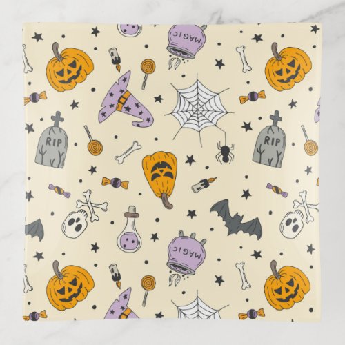 Cute Halloween Pattern Trinket Tray