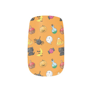 Cute Halloween Pattern with orange background Minx Nail Art
