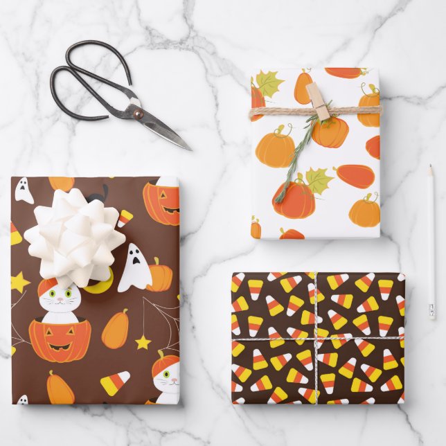 Cute Halloween patterns Wrapping Paper Sheets (Front)