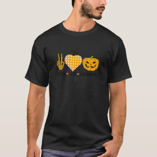 Cute Halloween Peace Love and Gnome Fall Girls Kid T-Shirt