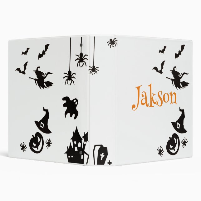 Cute Halloween Personalized 3‑Ring Binder – Custom (Background)