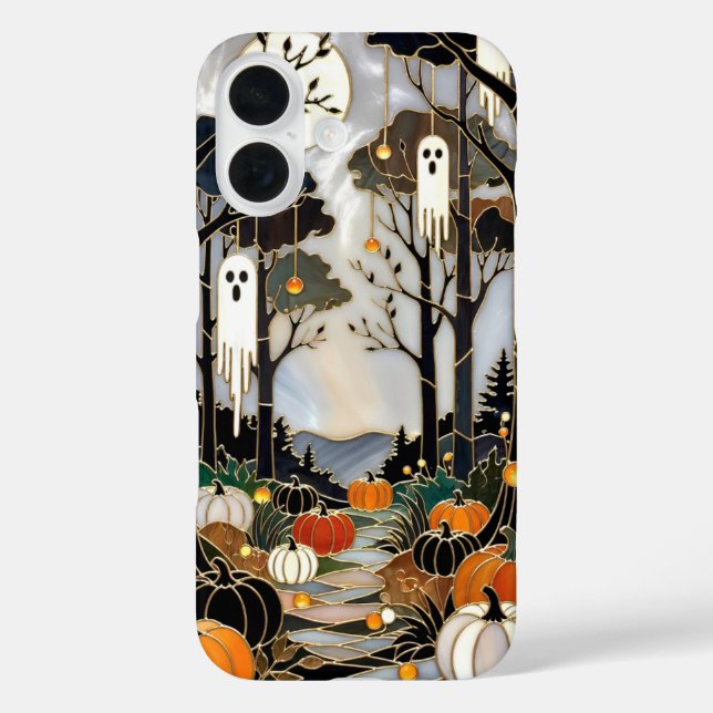 Cute Halloween Phone Case Ghost Pumpkin Forest (Back)