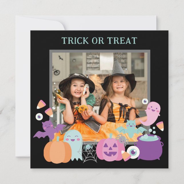 CUTE HALLOWEEN PHOTO HOLIDAY CARD (Front)