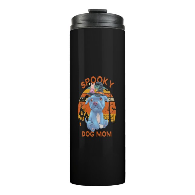 Cute Halloween Pibble Dog Witch Pitbull Mom Costum Thermal Tumbler (Front)