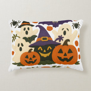 Cute Halloween Pillow – Adorable Ghosts, Pumpkins 