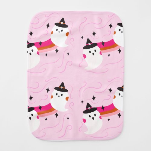 Cute Halloween Pink Ghost Baby Burp Cloth