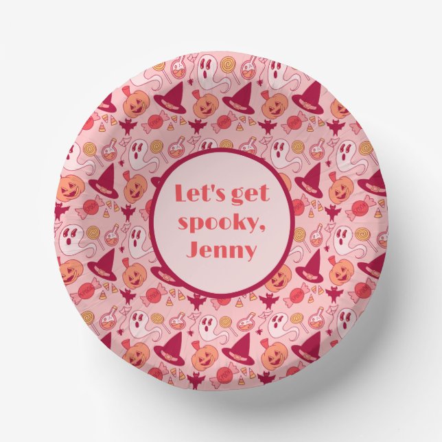 Cute Halloween Pink Pastel Paper Bowls (Front)
