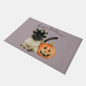 Cute Halloween Pirate Cat with Jack O' Lantern Doormat (Angled)