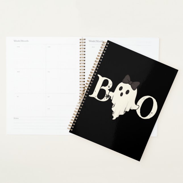 Cute Halloween Planner – "Boo" Ghost with Bow (Display)