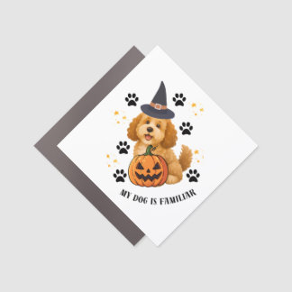 Cute Halloween Poodle Witch with Pumpkin Car Magnet