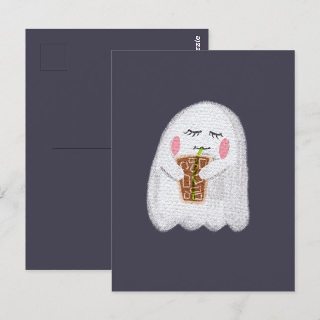 Cute Halloween Post Card - Halloween Girly Ghost (Front/Back)