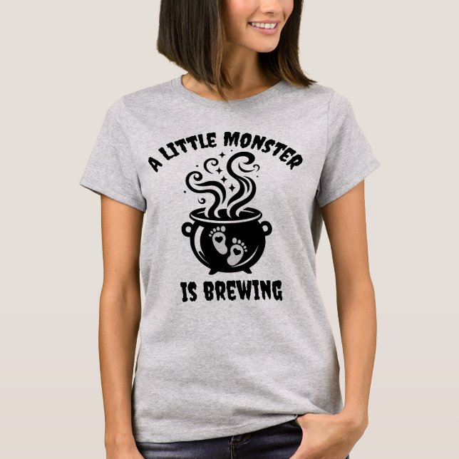 Cute Halloween Pregnancy Announcement T- Shirt (Front)