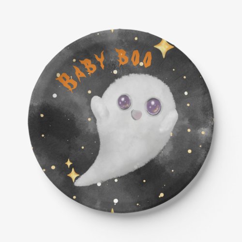Cute Halloween print ghost  star Paper Plates