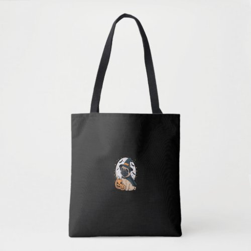 Cute Halloween Pug Love Witch Costume Dog Pumpkins Tote Bag