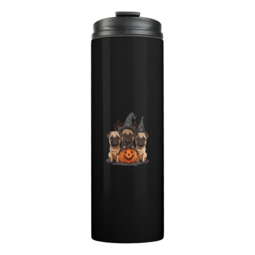 Cute Halloween Pugs Witch Hats Pumpkin Jacket O La Thermal Tumbler