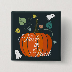 Cute Halloween Pumpkin and Ghosts Trick or Treat Button