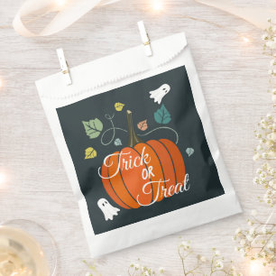 Cute Halloween Pumpkin and Ghosts Trick or Treat Favor Bag