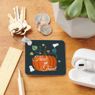 Cute Halloween Pumpkin and Ghosts Trick or Treat Keychain