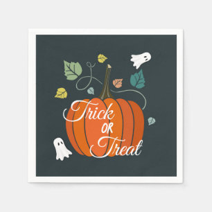 Cute Halloween Pumpkin and Ghosts Trick or Treat Napkins