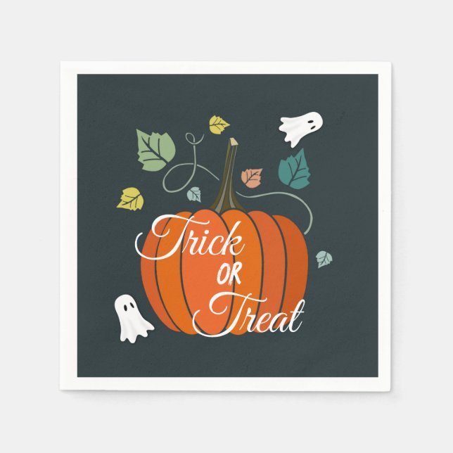 Cute Halloween Pumpkin and Ghosts Trick or Treat  Napkins (Front)