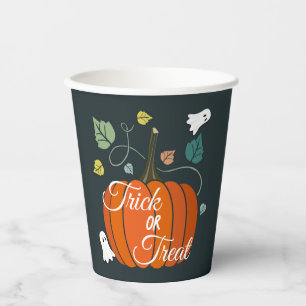 Cute Halloween Pumpkin and Ghosts Trick or Treat Paper Cups
