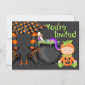 Cute Halloween Pumpkin Baby 1st Birthday Invitation (Front)