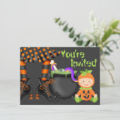 Cute Halloween Pumpkin Baby 1st Birthday Invitation (Standing Front)
