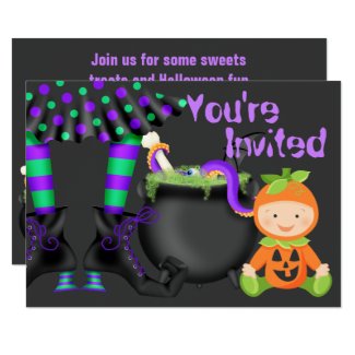Cute Halloween Pumpkin Baby 1st Birthday Invite