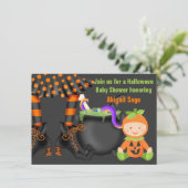 Cute Halloween Pumpkin Baby Shower Neutral Invitation (Standing Front)