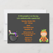 Cute Halloween Pumpkin Baby Shower Neutral Invitation (Back)