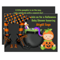 Cute Halloween Pumpkin Baby Shower Neutral Invite