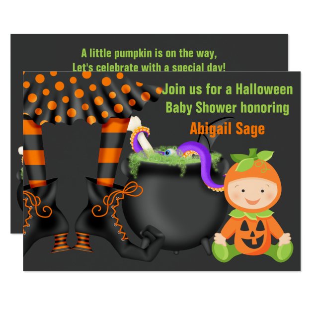 Cute Halloween Pumpkin Baby Shower Neutral Invite