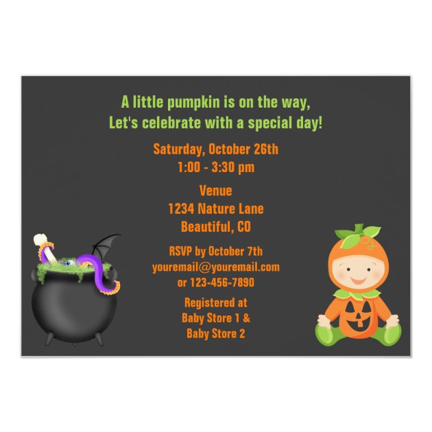 Cute Halloween Pumpkin Baby Shower Neutral Invite