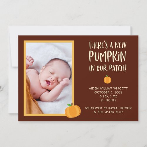 Cute Halloween Pumpkin Birth Announcement