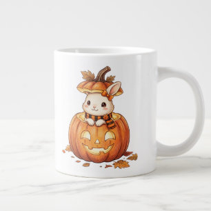 Cute Halloween Pumpkin Bunny - Cozy Fall Rabbit Ar Giant Coffee Mug