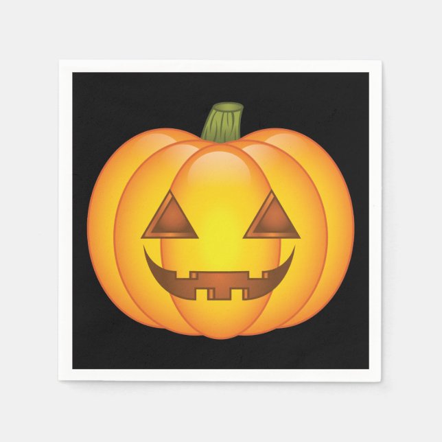 Cute Halloween Pumpkin Cartoon Illustration Napkins (Front)