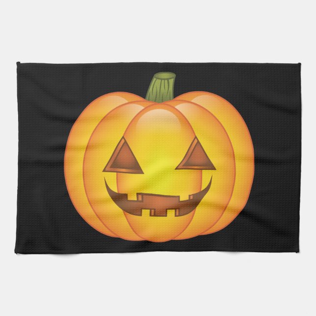 Cute Halloween Pumpkin Cartoon Illustration Towel (Horizontal)